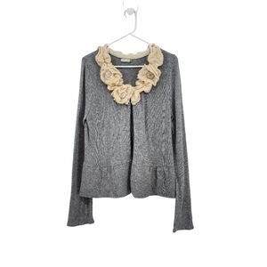 Chalet Women's Wool Blend Floral Applique Peplum Gypsy Country Cardigan Sweater